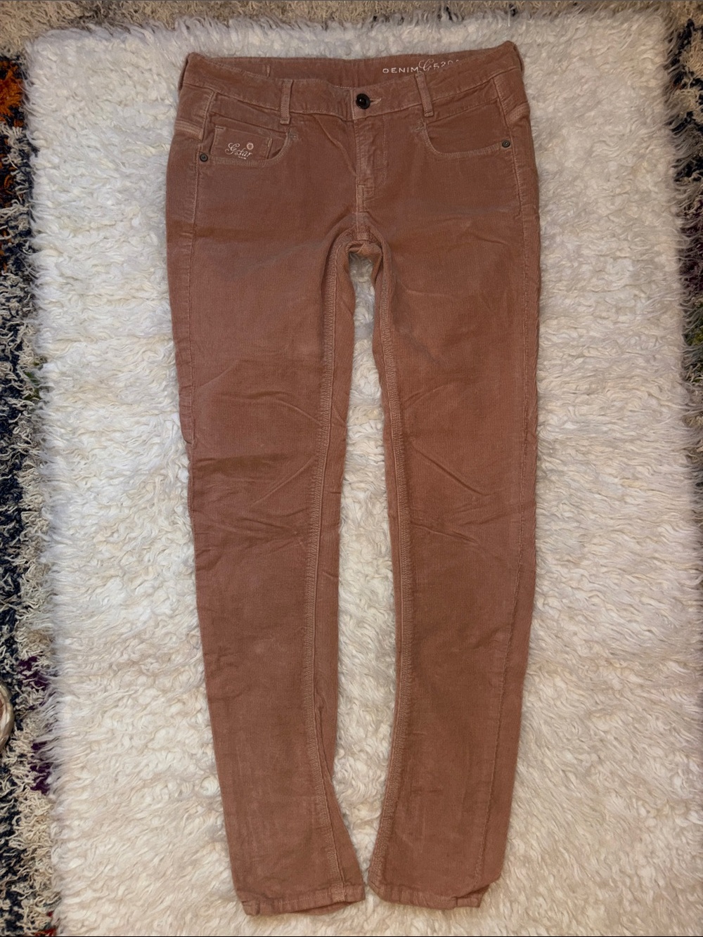 G-Star Denim 5204 The Lynn Skinny Mid-Rise Corduroy, Actual Size 32”x32.5”